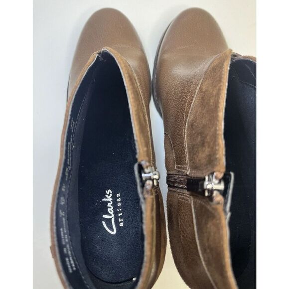 Clarks NWOB Mission Parker Bootie Brown Leather Suede Women’s Size 9.5M - Picture 8 of 12